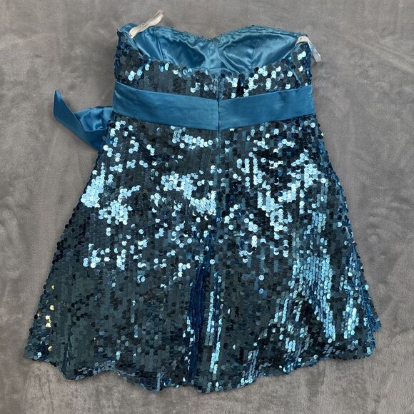 Scala Sequin Dress Blue Strapless Prom Formal Cocktail Fully Sequinned Size 6 - Picture 8 of 11